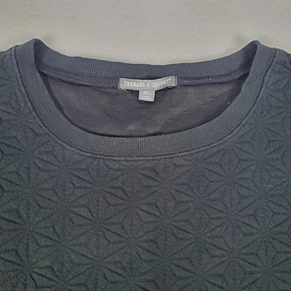 Threads 4 Thought Womens XL Black Geometric Quilted Crewneck Sweatshirt TM21209 - Picture 4 of 10